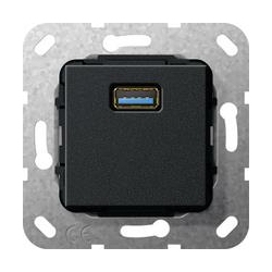 Gira USB 3.0 A Przejściówka Urządzenie p odtynk. czarny matowy System 55