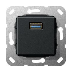 Gira USB 3.0 A Rozgałęźnik kabl. Urządze nie podtynk. czarny matowy System 55