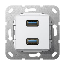 Gira USB 3.0 A podwójny Przejściówka Urz ądzenie podtynk. biały System 55