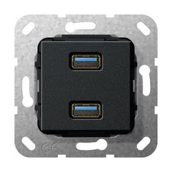 Gira USB 3.0 A podwójny Przejściówka Urz ądzenie podtynk. czarny mat System 55