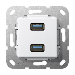 Gira USB 3.0 A podwójny Rozgałęźnik kabl . Urządzenie podtynk. biały System 55