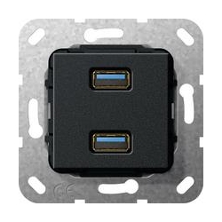 Gira USB 3.0 A podwójny Rozgałęźnik kabl . Urządz podtynk. czarny mat System 55