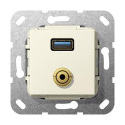 Gira USB 3.0 A, bagnet m. Przejś. rozg. kabl. Urządz podtynk. krem System 55
