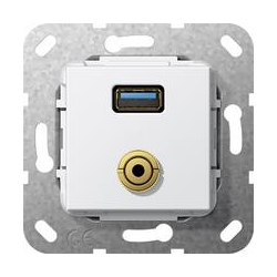 Gira USB 3.0 A, bagnet m. Przejś. rozg. kabl. Urządz podtynk. biały System 55