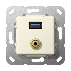 Gira USB 3.0 A, bagnet m. Rozgałęźnik ka bl. Urządzenie podtynk. krem System 55