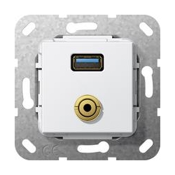 Gira USB 3.0 A, bagnet m. Rozgałęźnik ka bl. Urządzenie podtynk. biały System 55