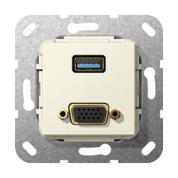Gira USB 3.0 A, VGA Przejściówka Urządze nie podtynk. kremowy System 55
