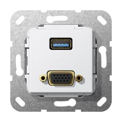 Gira USB 3.0 A, VGA Przejściówka Urządze nie podtynk. biały System 55