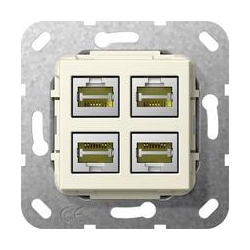 Gira MJ RJ45 kat.6A 10 GB poczw. Przejś. Urządzenie podtynk. krem System 55