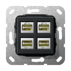 Gira MJ RJ45 kat.6A 10 GB poczw. Przejś. Urządzenie podtynk czarny mat System 55