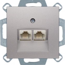 HAGER POLO Berker B.kwadrat Gniazdo komp uterowe podwójne aluminium 2xRJ45 kat. 6e 455501+14091404