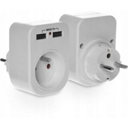 Gniazdo wtyczkowe z/u z ładowarką 2xUSB 2.1A R-1USB PLAST-ROL W-01146