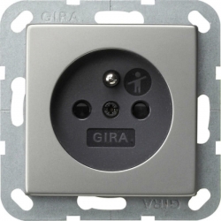 Gira Gniazdo z bolcem z ochr.dz. System 55 naturalny stalowy
