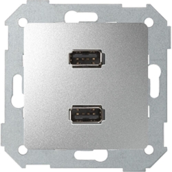 KONTAKT-SIMON Simon 82 gniazdo 2 x USB ładowania (2.0) typ A żeńskie śrubowe aluminium