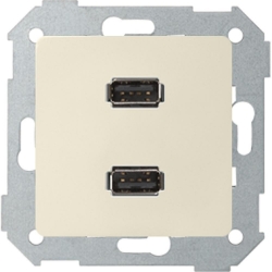 KONTAKT-SIMON Simon 82 gniazdo 2 x USB ładowania (2.0) typ A żeńskie śrubowe beżowe