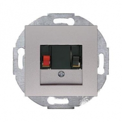 HAGER POLO Berker B.3/B.7 Gniazdo poj. głośnikowe alu mat 457205+10331404