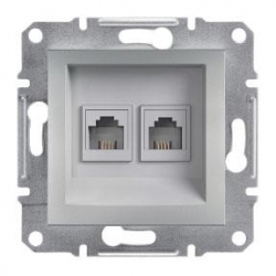 SCHNEIDER ELECTRIC ASFORA Gniazdo komputerowe podwójne 2xRJ45 kat. 5e nieekranowane aluminium EPH4400161