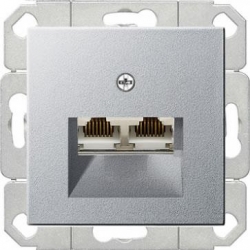 Gniazdo komputerowe podw. RJ45 cat. 5e Gira System 55 aluminium