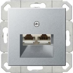 Gniazdo komputerowe podw. RJ45 cat. 6 Gira System 55 aluminium