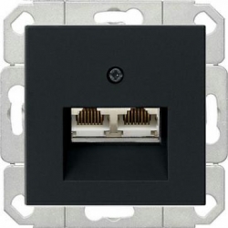 Gniazdo komputerowe podw. RJ45 cat. 6 Gira System 55 czarny mat