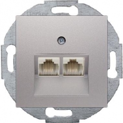 HAGER POLO Berker B.kwadrat gniazdo telef. podw. aluminium 534539+14091404