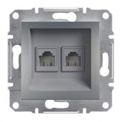 SCHNEIDER ELECTRIC ASFORA Gniazdo komputerowe podwójne 2xRJ45 kat. 5e nieekranowane stal EPH4400162