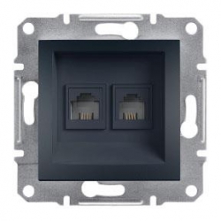 SCHNEIDER ELECTRIC ASFORA Gniazdo komputerowe podwójne 2xRJ45 kat. 5e nieekranowane antracyt EPH4400171
