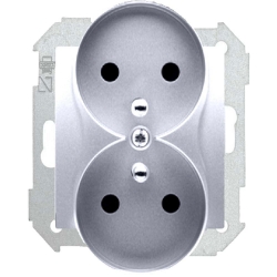 KONTAKT-SIMON Simon 82 gniazdo podwójne z/u do ramek Simon 82 nature aluminium 16A 250V