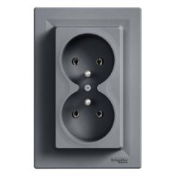 SCHNEIDER ELECTRIC ASFORA Gniazdo 2x2P+PE podwójne stal EPH9800262