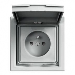 SCHNEIDER ELECTRIC ASFORA Gniazdo 2P+PE pojedyncze z/u z klapką IP44 aluminium EPH2800661