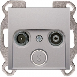 HAGER POLO Berker B.3/B.7 Gniazdo RTV końcowe alu mat 53455011+12031404