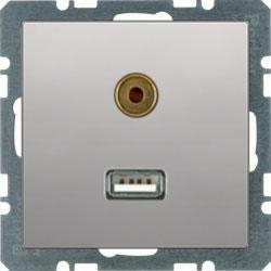 HAGER POLO Berker Q.1 Q.3 Q.7 Gniazdo USB/3.5mm audio alu aksamit 3315396084