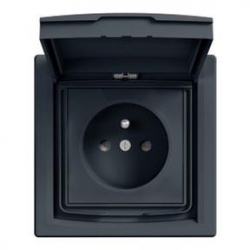 SCHNEIDER ELECTRIC ASFORA Gniazdo 2P+PE pojedyncze z/u z klapką IP44 antracyt EPH2800671