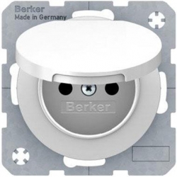 HAGER POLO Berker R.1/R.3 gniazdo poj. z/u z klapką białe 396380+3965832089
