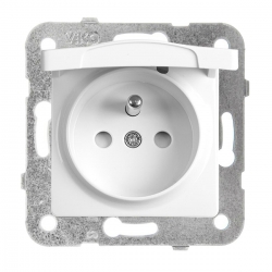Panasonic LINNERA S Gniazdo pojedyncze z/u zprzesłonami z klapką biały 91440070