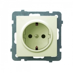 OSPEL AS Gniazdo pojedyncze z/u 16A schuko ecru GP-1GSP/m/27