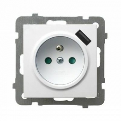 OSPEL AS gniazdo z ładowarką USB biały pojedyncze z uziemieniem z przesłonami torów prądowych GP-1GZPUSB/m/00