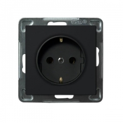 OSPEL SONATA Gniazdo pojedyncze czarny metalik schuko 16A IP20 GP-1RS/m/33