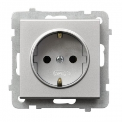 OSPEL SONATA Gniazdo pojedyncze srebro mat schuko 16A IP20 GP-1RS/m/38