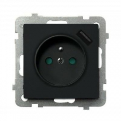 OSPEL SONATA Gniazdo poj. z ładowarką USB czarny metalik GP-1RZPUSB/m/33