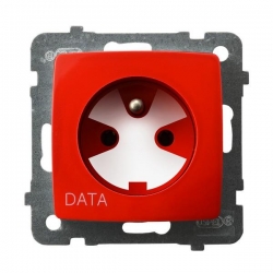 OSPEL KARO Gniazdo pojedyncze z/u 16A DATA z kluczem białym GP-1SZK/m/00