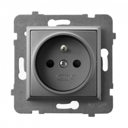 OSPEL ARIA SZARY MAT Gniazdo pojedyncze z uziemieniem GP-1UZ/m/70