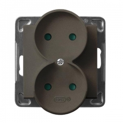 OSPEL SONATA Gniazdo podwójne czekoladowy b/u 16A IP20 GP-2RRP/m/40