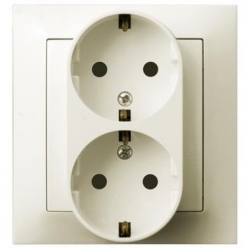 OSPEL IMPRESJA Gniazdo podwójne z/u 16A z ramką schuko ecrue GP-2YS/27