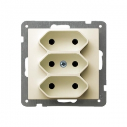 OSPEL AS Gniazdo potrójne b/u 2.5A EURO ecru GP-3G/m/27
