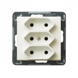 OSPEL SONATA Gniazdo potrójne EURO ecru b/u 2,5A IP20 GP-3R/m/27