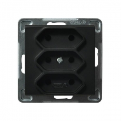 OSPEL SONATA Gniazdo potrójne EURO czarny metalik b/u 2,5A IP20 GP-3R/m/33
