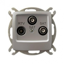 OSPEL KARO Gniazdo antenowe RTV-SAT-SAT srebrny perłowy GPA-S2S/m/43