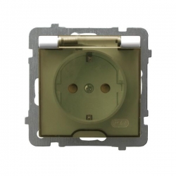 OSPEL AS Gniazdo pojedyncze z/u 16A schuko IP44 z klapką ecru GPH-1GS/m/27/d