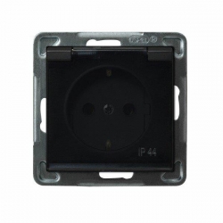 OSPEL SONATA Gniazdo hermetyczne poj. czarny schuko GPH-1RS/m/33/d